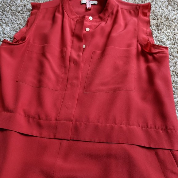 Madewell Silk Sleeveless Oversized Loose Half Button Up Dress w/ POCKETS - Picture 4 of 5